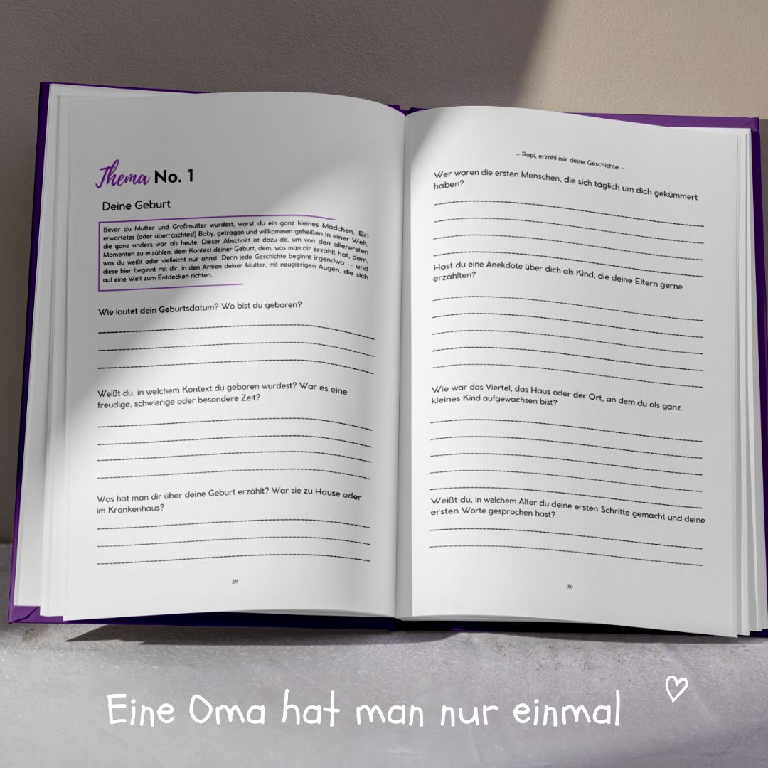 Geführtes Tagebuch - Oma, erzähl mir deine Geschichte